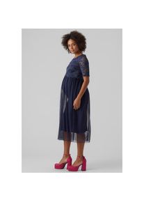 MAMALICIOUS Umstandskleid »MLMIVANE JUNE 2/4 MESH MIDI DRESS«, mit Spitzenbesatz blau XL (42) N-Gr navy Abendkleid von MAMALICIOUS
