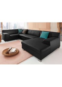 Wohnlandschaft »Amando«, wahlweise mit Bettfunktion, frei im Raum stellbar , schwarz , DOMO collection