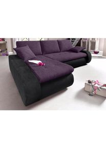 Ecksofa, wahlweise XL oder XXL , lila , Trendmanufaktur , schwarz/lila/grau
