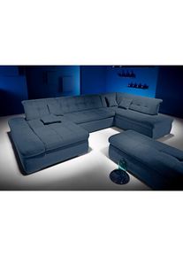 Wohnlandschaft, wahlweise mit Bett- und Armlehnfunktion , blau , Inosign