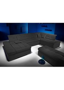 Wohnlandschaft, wahlweise mit Bett- und Armlehnfunktion , grau , Inosign , graphit