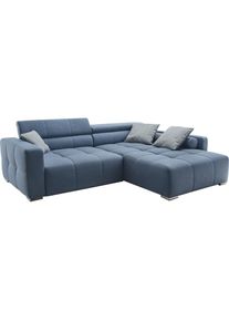 Jockenhöfer Ecksofa, im Big-Sofa-Style, mit Kopf- bzw. Rückenteilverstellung und Zierkissen , blau , Jockenhöfer Gruppe