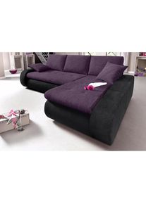 Ecksofa, wahlweise XL oder XXL , lila , Trendmanufaktur , schwarz/lila/grau