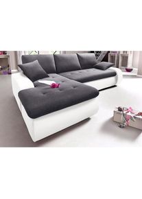 Ecksofa, wahlweise XL oder XXL , grau , Trendmanufaktur , weiss/anthrazit