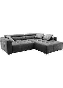 Jockenhöfer Ecksofa, im Big-Sofa-Style, mit Kopf- bzw. Rückenteilverstellung und Zierkissen , grau , Jockenhöfer Gruppe , dunkelgrau