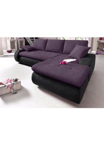 Ecksofa, wahlweise XL oder XXL , lila , Trendmanufaktur , schwarz/lila/grau