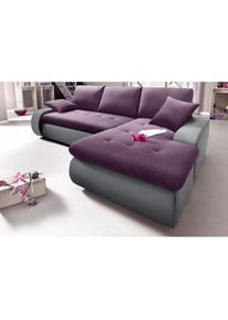 Ecksofa, wahlweise XL oder XXL , lila , Trendmanufaktur , grau/brombeer