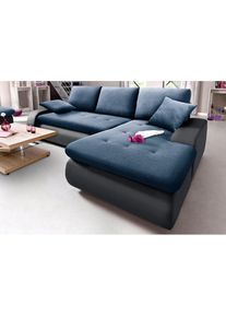 Ecksofa, wahlweise XL oder XXL , schwarz , Trendmanufaktur , schwarz/aqua