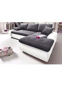 Ecksofa, wahlweise XL oder XXL , grau , Trendmanufaktur , weiss/anthrazit