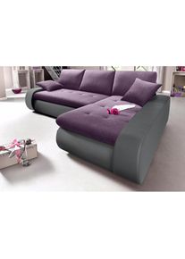 Ecksofa, wahlweise XL oder XXL , lila , Trendmanufaktur , grau/brombeer