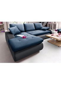 Ecksofa, wahlweise XL oder XXL , schwarz , Trendmanufaktur , schwarz/aqua