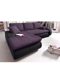 Ecksofa, wahlweise XL oder XXL , lila , Trendmanufaktur , schwarz/lila/grau