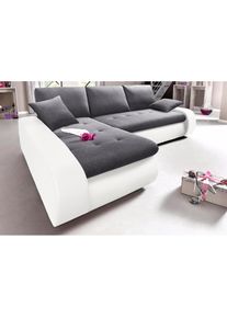 Ecksofa, wahlweise XL oder XXL , grau , Trendmanufaktur , weiss/anthrazit