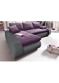 Ecksofa, wahlweise XL oder XXL , lila , Trendmanufaktur , grau/brombeer