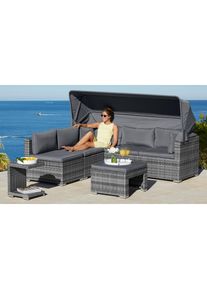 Konifera Gartenlounge-Set »Atlanta«, mit aufklappbarem Dach und zur Sonneninsel umbaubar grau
