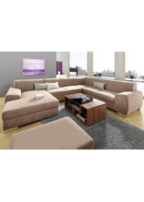 DOMO collection Wohnlandschaft »Ricardo«, wahlweise mit Bettfunktion, frei im Raum stellbar beige natur