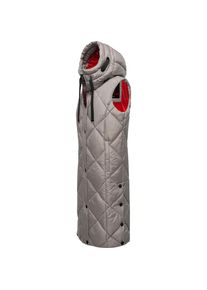 Navahoo Steppweste »Schnuckel«, warme Damen Outdoor-Weste lang mit Kapuze grau XS (34) Lange ärmellose Damen Steppweste (Long Vest) mit Kapuze