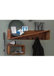 Home Affaire Wandgarderobe »Titlis«, Massivholz Akazie beige Natur/Braun Wandgarderobe mit 4 Haken als stilvolle Aufbewahrungslösung