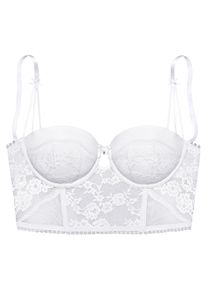 Lascana Corsage, mit Edler Spitze Und Feinem Glitzeraccessoire Weiss, Größe 75