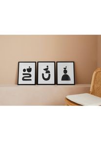 Bild &raquo;Black is Beautiful SET&laquo;, Abstrakt, (3 St.) , weiss , LeGer Home by Lena Gercke