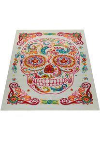 Teppich &raquo;Canvas 982&laquo;, rechteckig, 18 mm H&ouml;he, Kurzflor, modernes Totenkopf Design , beige , Paco Home , creme