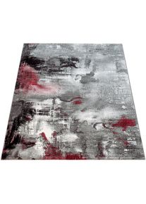 Teppich &raquo;Canvas 754&laquo;, rechteckig, 16 mm H&ouml;he, Kurzflor, modernes Design, mit Arizona Leinwand Optik , grau , Paco Home , grau/rot