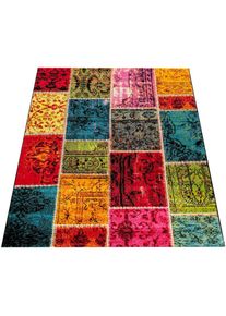 Teppich &raquo;Canvas 790&laquo;, rechteckig, 16 mm H&ouml;he, Kurzflor, modernes Patchwork Design, mit Ornamenten , bunt , Paco Home , mehrfarbig
