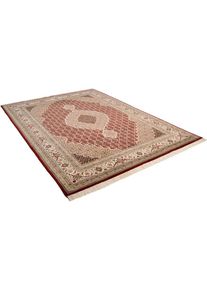 Theko, Theko Orientteppich &raquo;Mahi Tabriz&laquo; rechteckig 12 mm H&ouml;he handgekn&uuml;pft, Material: 80%Wolle, 20% Seide, mit Fransen, rot, creme, Schurwolle, Seide