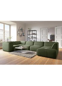 COUCH♥ Wohnlandschaft »Fettes Polster«, Modulsofa Set, Module einzeln für individuelle Zusammenstellung grün