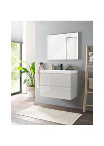 Cersanit Waschtisch »MODUO«, (1 St.), lackierte Oberfläche, hochwertiges Keramikwaschbecken, Breite 80 cm grau