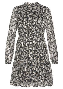 Lascana Chiffonkleid, mit Blumendruck Und Volant Am Rock Schwarzweiss, Gr&ouml;&szlig;e 40