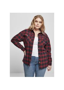 Urban Classics Langarmhemd »Damen Ladies Oversized Overshirt« bunt XS US-Größen midnightnavy-red UC Curvy