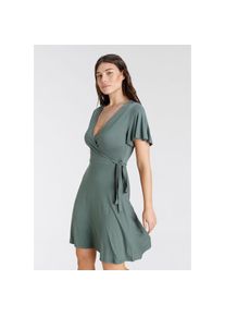 Laura Scott Wickelkleid, (2 tlg., Set), mit Flügelärmeln - NEUE KOLLEKTION bunt 44 N-Gr grün+geblümt Kleid im Doppelpack von Laura Scott