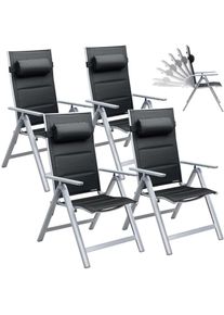 Casaria® Gartenstuhl Bern Premium 4er-Set Silber gepolstert