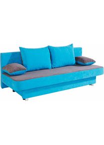 Schlafsofa, inkl. Bettfunktion, Bettkasten und Zierkissen , blau , Collection AB , blau/grau