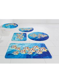 Badematte »Fabius«, Höhe 14 mm, Memory Schaum, Fotodruck mit Fischen, Badematten als 3 teiliges Set erhältlich , blau , my home