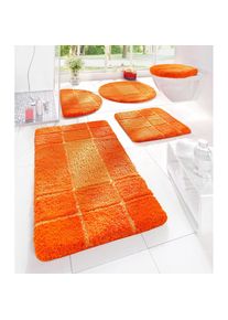 Badematte &raquo;Pia&laquo;, H&ouml;he 20 mm, rutschhemmend beschichtet, Hoch-Tief-Effekt, karierte Badematten, auch als 3 teiliges Set , orange , my home , terra