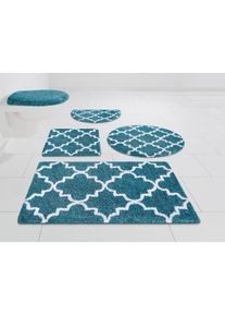 Badematte »Suzie«, Höhe 15 mm, strapazierfähig, mit orientalischem & grafischem Muster, Badematten auch als 3 tlg Set , blau , my home , petrol