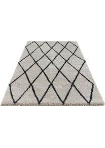Hochflor-Teppich »Abbeville«, rechteckig, 32 mm Höhe, Dichter, Hochflor, Skandi Look, Geometrisches Design, Robust , silberfarben , ELLE DECORATION