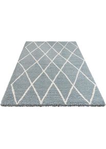 Hochflor-Teppich »Abbeville«, rechteckig, 32 mm Höhe, Dichter, Hochflor, Skandi Look, Geometrisches Design, Robust , blau , ELLE DECORATION , aquablau