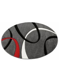 Teppich »Bilbao«, rund, 13 mm Höhe, handgearbeiteter Konturenschnitt, rund, Kurzflor, Elegant, 3D-Design , grau , my home