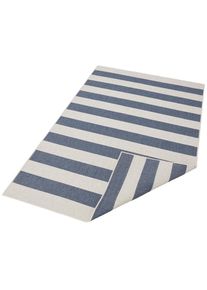 Teppich »Alan«, rechteckig, 5 mm Höhe, Wendeteppich mit Streifen, Skandi, Flachgewebe, Wetterfest , blau , Andas