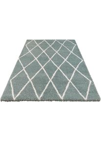 Hochflor-Teppich »Abbeville«, rechteckig, 32 mm Höhe, Dichter, Hochflor, Skandi Look, Geometrisches Design, Robust , grün , ELLE DECORATION