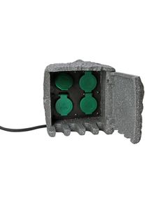 Kopp Gartensteckdose »Energiestation, 4xStd., 1, 5m«, Steinoptik, aus Poly-Harz, max. 3.680 Watt grau