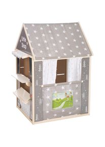 Roba® Spielhaus »Kombination«, Maße: LxB: 94, 5x82, 5cm, Kaufmannsladen, Post, Kiosk, Kaspertheater weiß holzfarben/weiß/grau