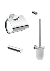 Emco Badaccessoire-Set »Rondo2«, (Set, 4 tlg.), Toilettenpapierhalter, Toiletten-Ersatzrollenhalter, Haken+WC-Garnitur grau chromfarben