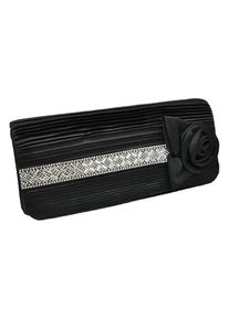 Steuer Clutch »Satin-Optik mit Blüte und Strassbesatz«, (Set, 2 tlg.) schwarz