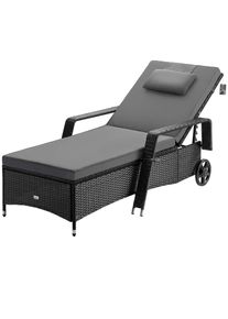 Casaria® Polyrattan Sonnenliege Schwarz/Anthrazit 193x90x43cm