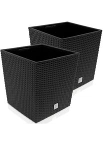 Prosperplast Blumentopf Rato Low 2er-Set Anthrazit 32x32x33cm