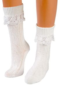 Schuhmacher Mi-chaussettes traditionnelles à dentelle blanches
